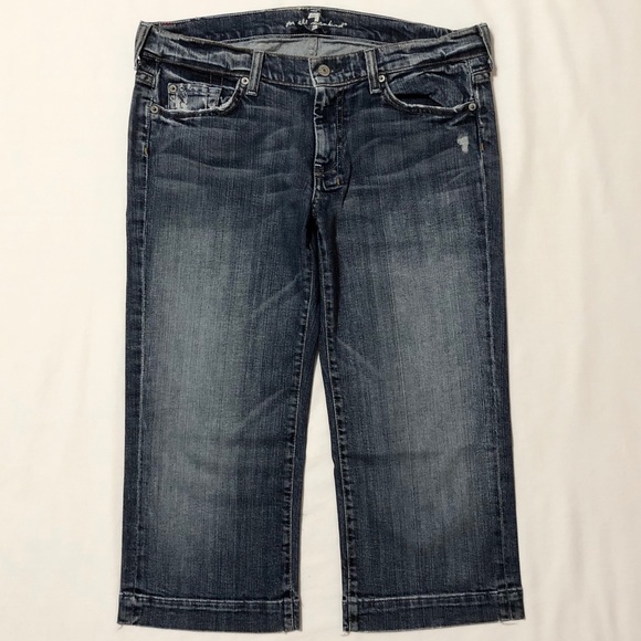 7 For All Mankind Dojo Distressed Cropped - Sz 31 - Picture 2 of 16